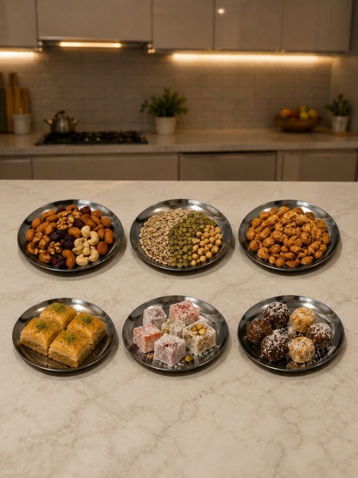 Paslanmaz çelik gümüş 6lı mini çerezlik  pasta veya tatlı tabağı 12 cm