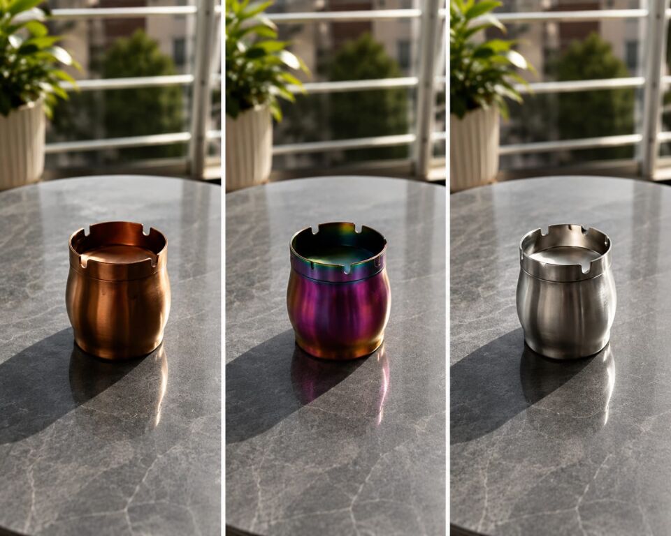 Paslanmaz çelik fıçı bronz metal gökkuşağı 3 lü set küllük